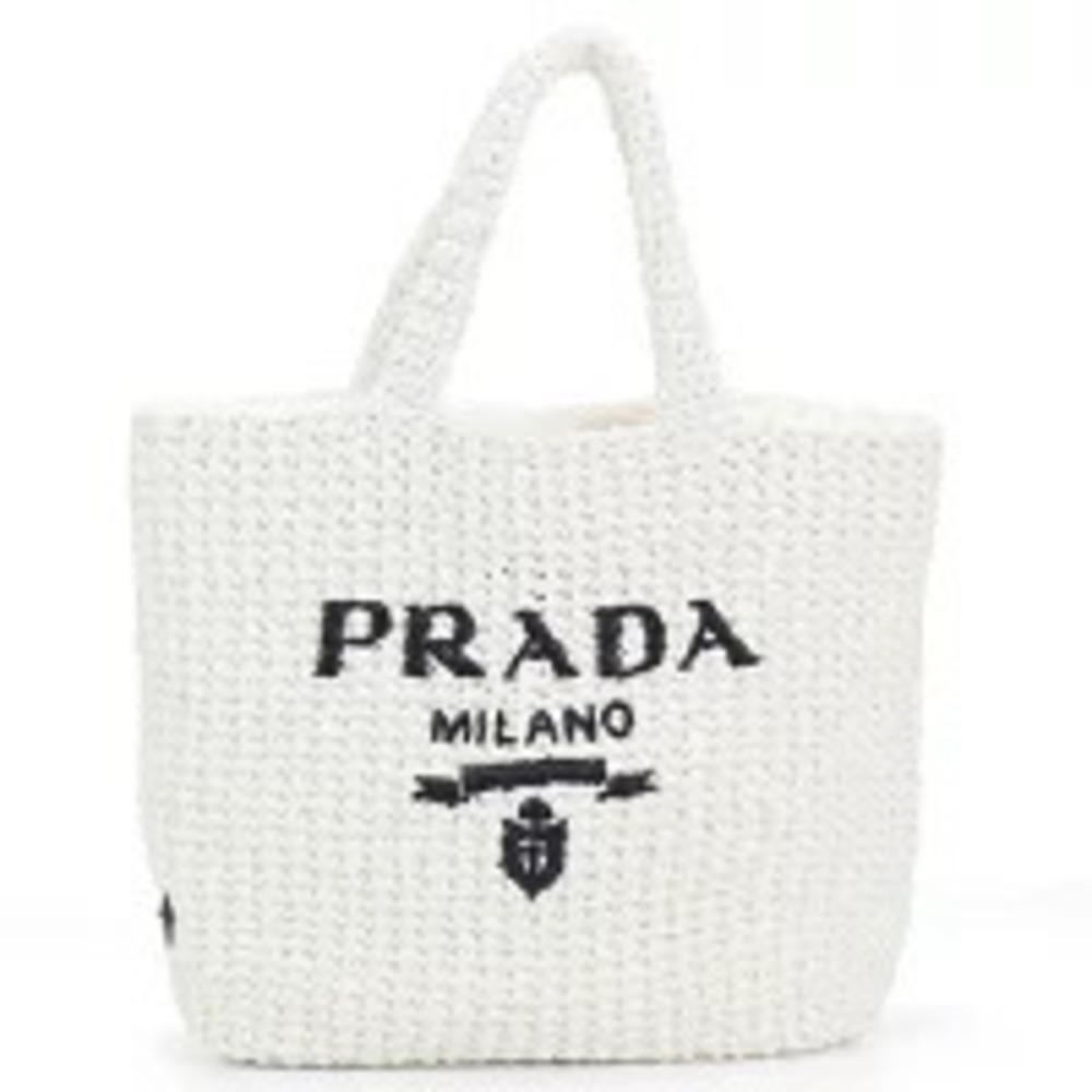 Prada Basket Bag Crochet White Handbag